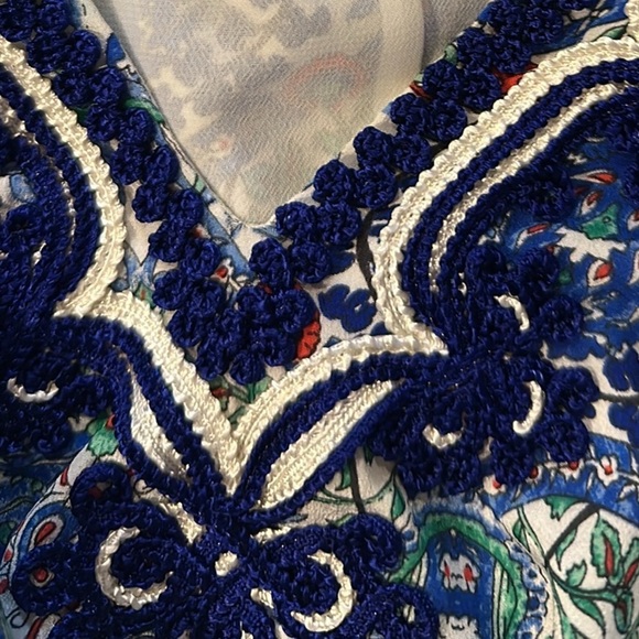 Rebeeca by Lily Soutache Trim Silk Mini Dress Women Size Medium Casual Travel - Picture 4 of 9